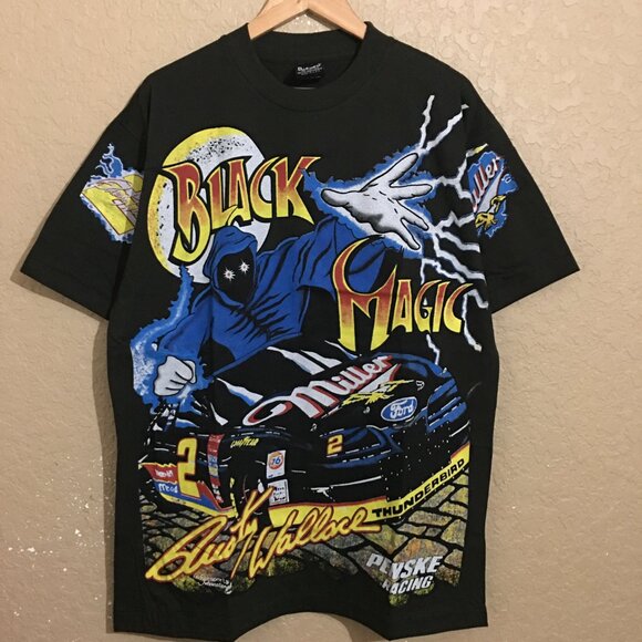 Rusty Wallace Miller Black Magic Nascar All Over Print T-Shirt XL Modern - Picture 1 of 5